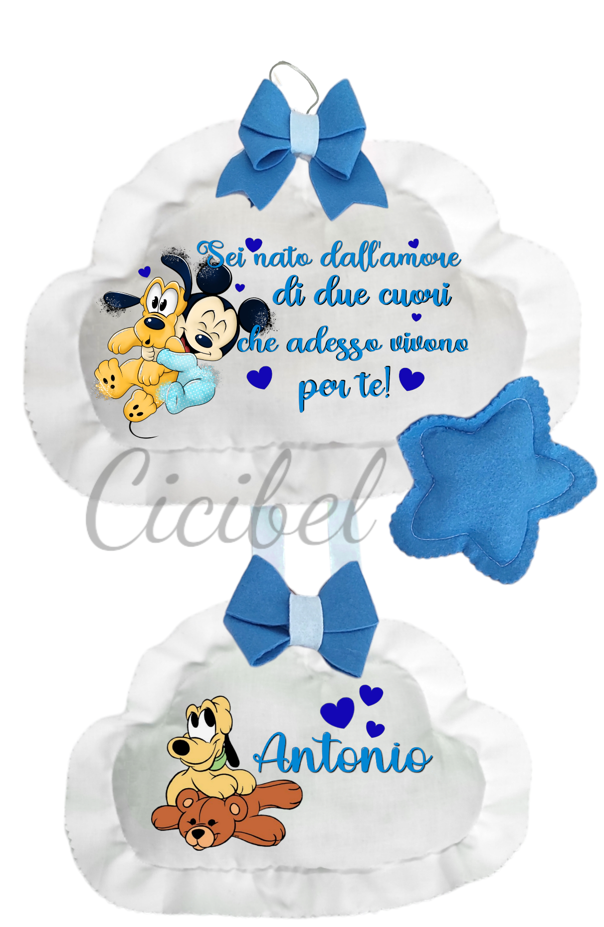 FIOCCO NASCITA DOPPIA NUVOLA TOPOLINO