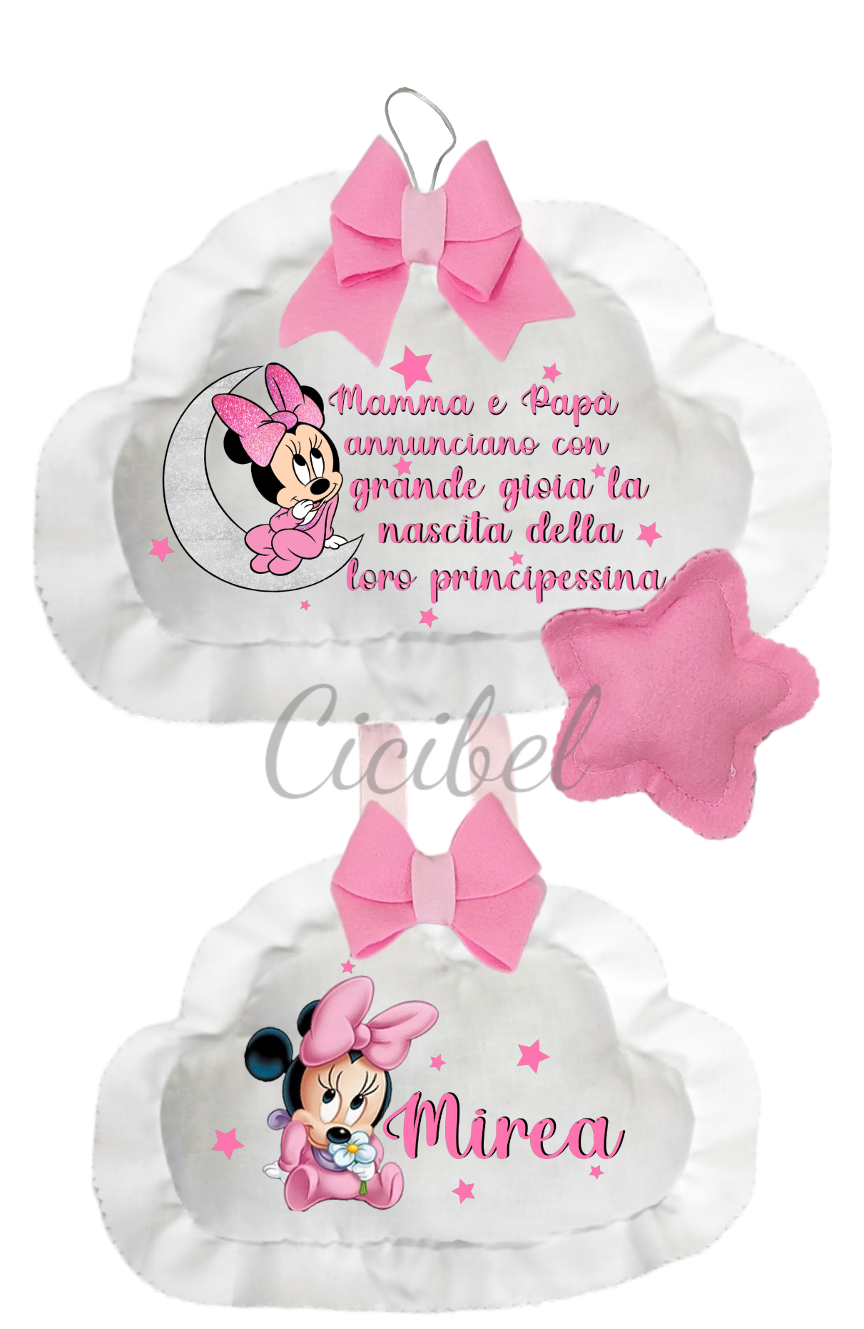 FIOCCO NASCITA DOPPIA NUVOLA MINNIE