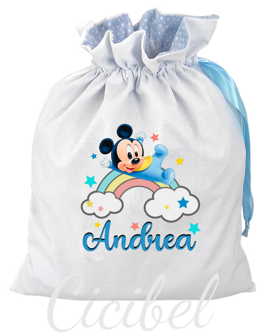 SACCHETTO PORTA CAMBIO TOPOLINO ARCOBALENO