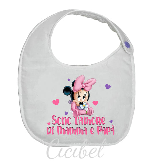 BAVAGLINO 0/12 MESI AMORE DI MAMMA E PAPA' MINNIE