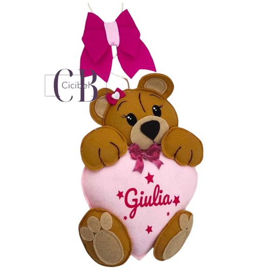 FIOCCO NASCITA ROSA SMALL CON ORSETTO