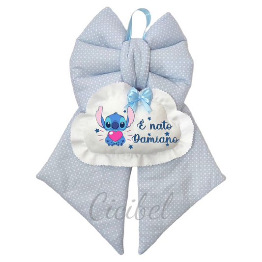 FIOCCO NASCITA CLASSICO CELESTE CON STITCH