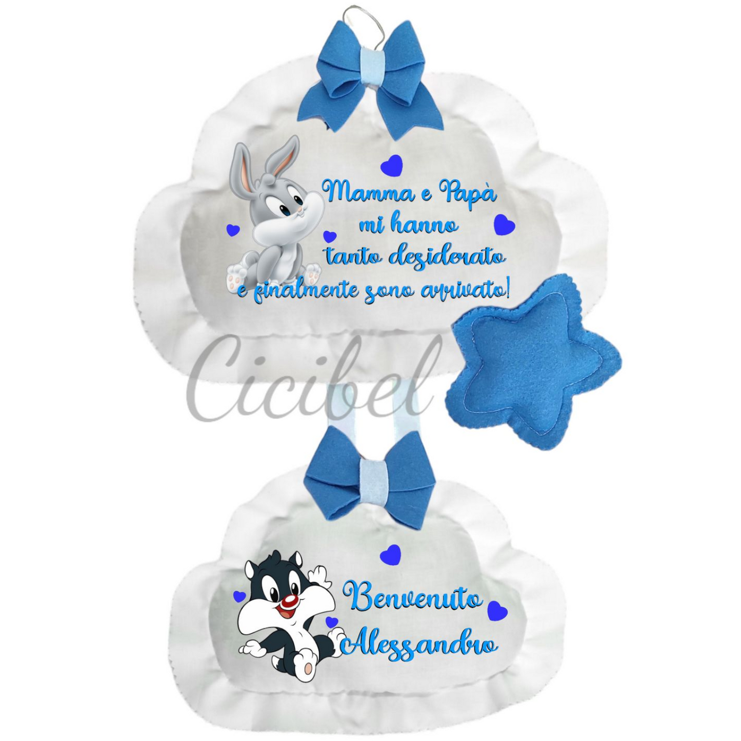 FIOCCO NASCITA DOPPIA NUVOLA LOONEY TUNES