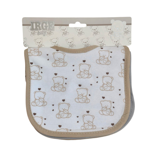 Set di 6 bavaglini unisex in cotone, assorbenti, fantasia animaletti. Ideali per la pappa. Chiusura con bottoni.
