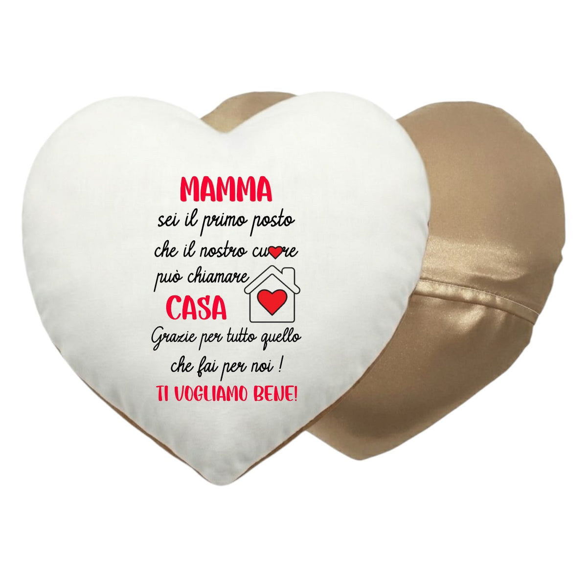 Regalo festa della mamma: cuscino a cuore con dedica 40x40