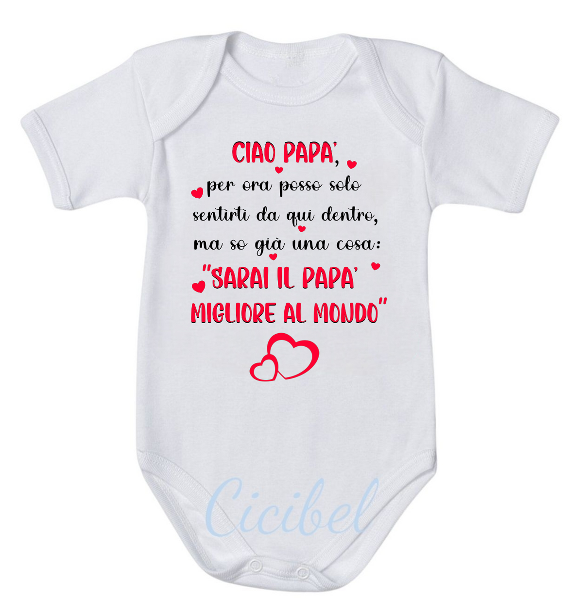 Body Neonato 100% Cotone Personalizzato PAPA' MIGLIORE AL MONDO