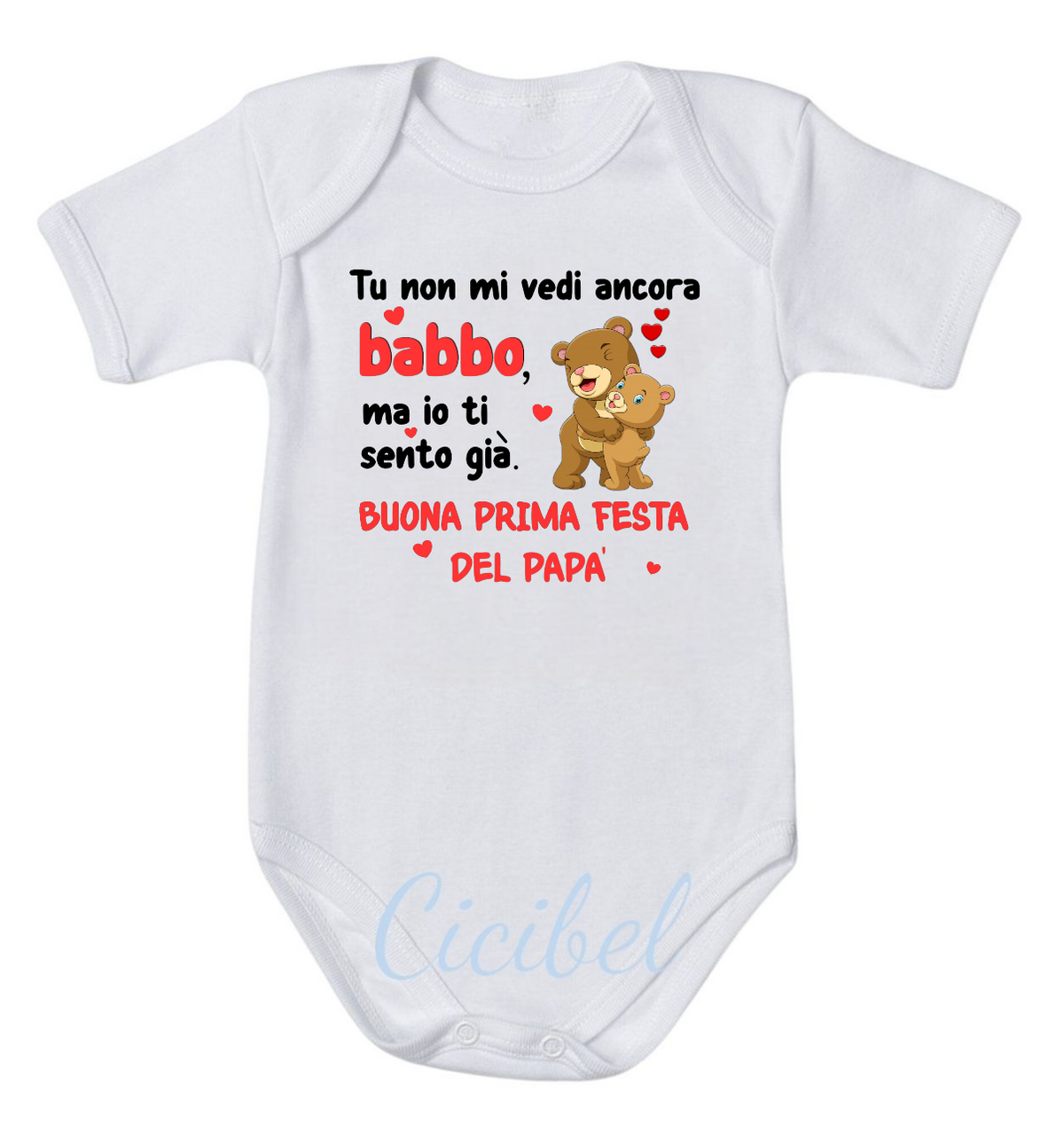 Body Neonato 100% Cotone Personalizzato DEDICA PAPA' CON ORSETTI