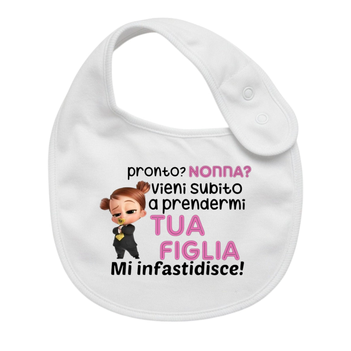 Bavaglino Neonato Personalizzato in cotone 0/12 MESI PRONTO NONNA?