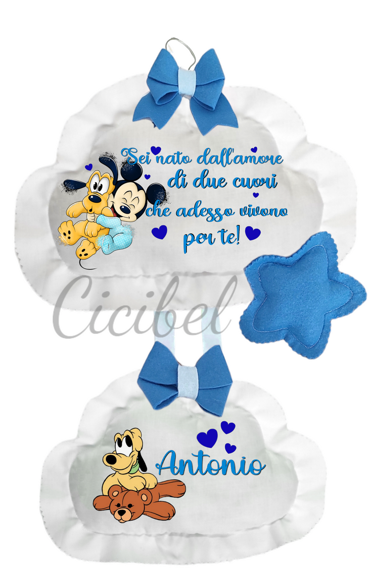 fiocco nascita DOPPIA NUVOLA