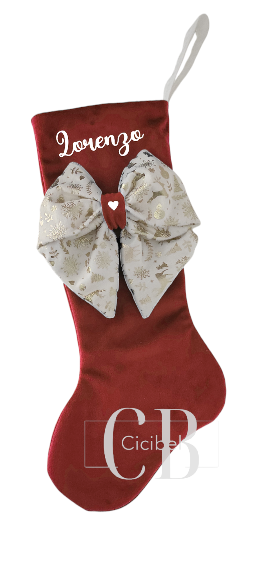CALZA DELLA BEFANA IN VELLUTO ROSSO
