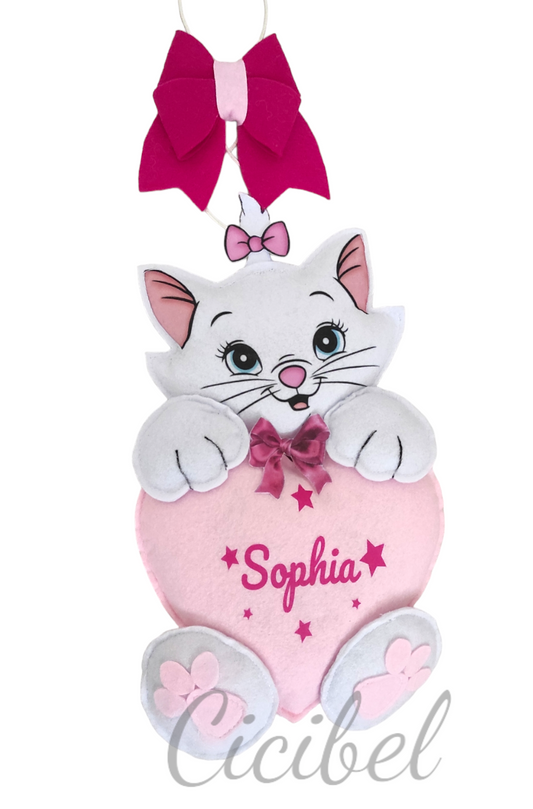 FIOCCO NASCITA ROSA SMALL CON GATTINA MINOU