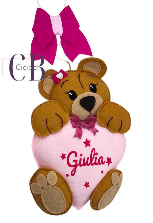 FIOCCO NASCITA ROSA SMALL CON ORSETTO