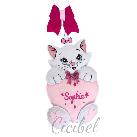 FIOCCO NASCITA ROSA SMALL CON GATTINA MINOU