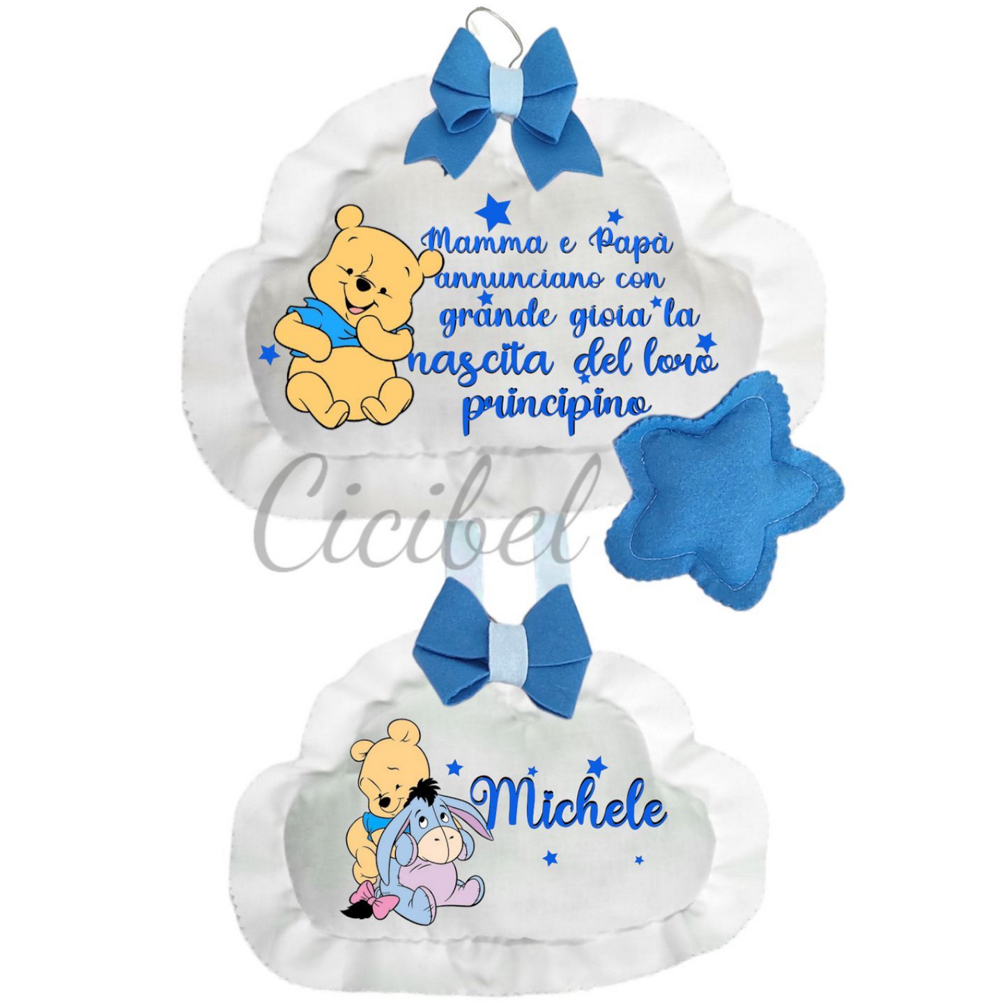FIOCCO NASCITA DOPPIA NUVOLA WINNIE THE POOH