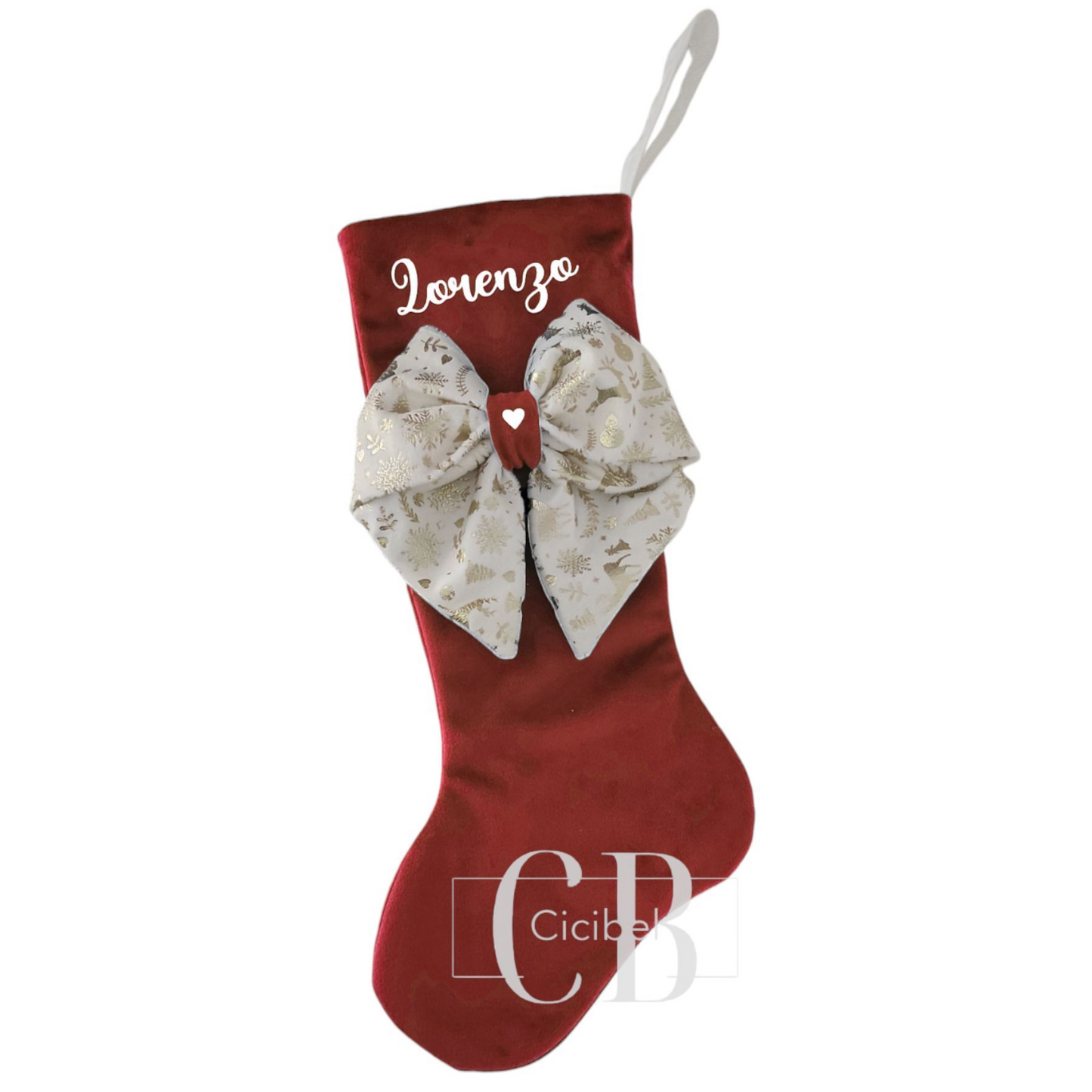 CALZA DELLA BEFANA IN VELLUTO ROSSO