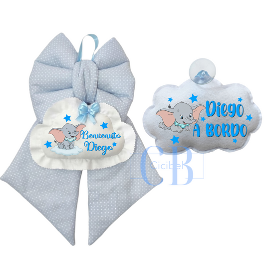 Combo bimbo Fiocco Nascita e Bimbo a Bordo con Nome