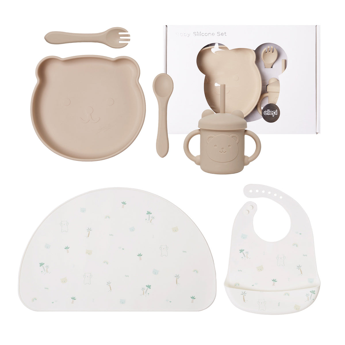 SET PAPPA IN SILICONE - ELLEPI - BEIGE/BIANCO