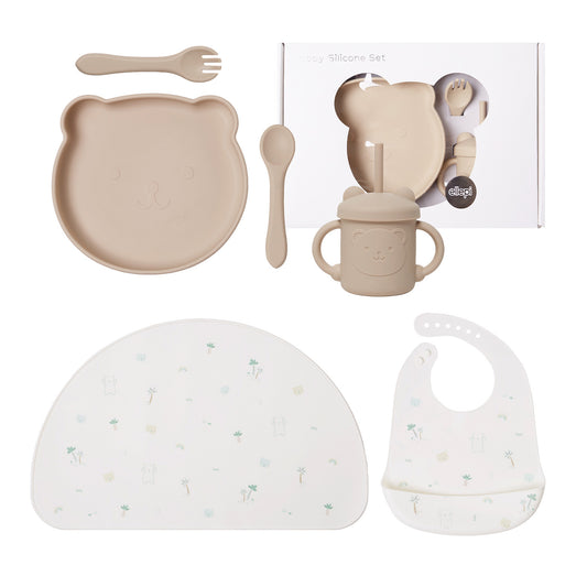 SET PAPPA IN SILICONE - ELLEPI - BEIGE/BIANCO