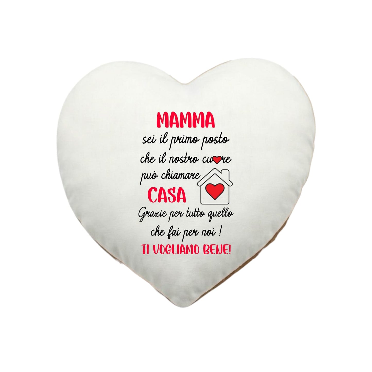 Regalo festa della mamma: cuscino a cuore con dedica 40x40