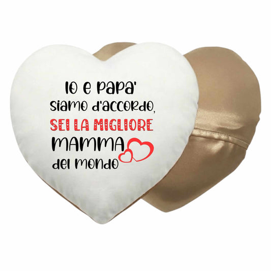 Regalo festa della mamma: cuscino a cuore con dedica 40x40