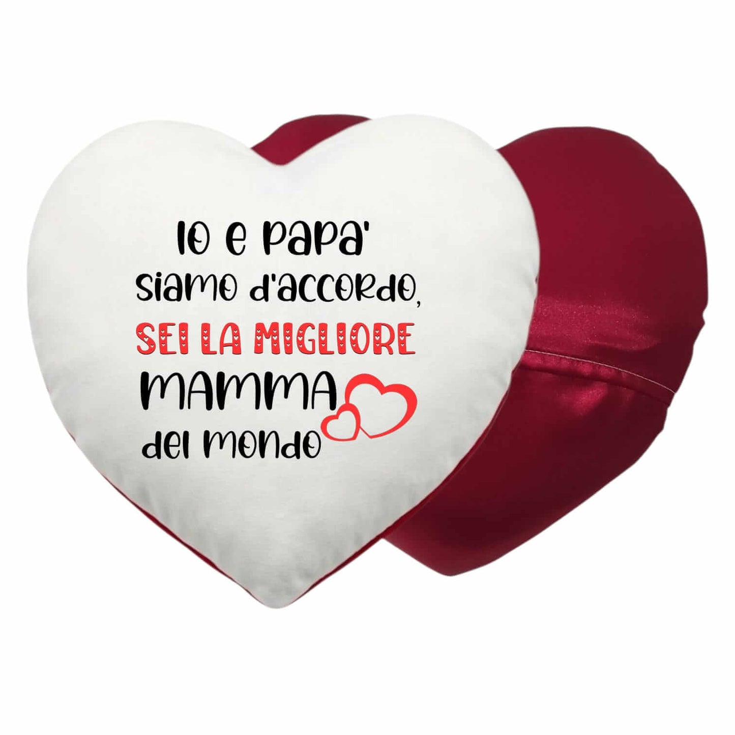 Regalo festa della mamma: cuscino a cuore con dedica 40x40