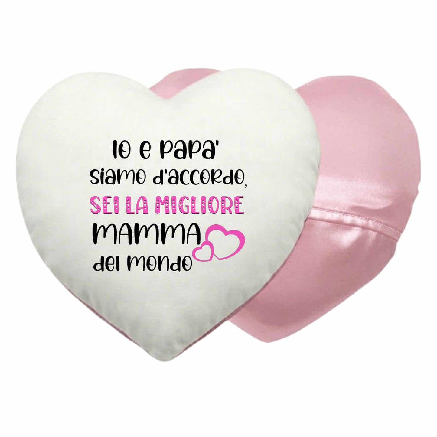 Regalo festa della mamma: cuscino a cuore con dedica 40x40