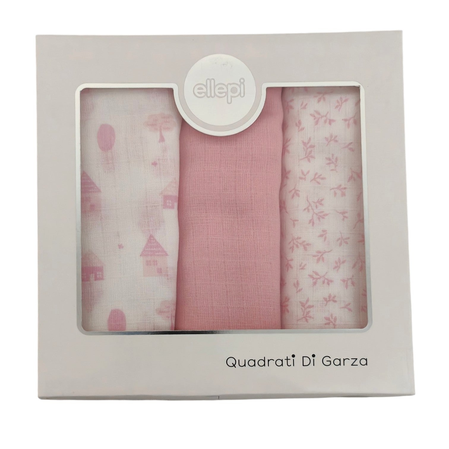 Set 3 quadrati di garza Ellepi rosa