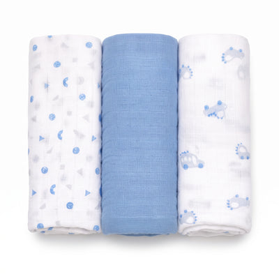 Set 3 mussole neonato 100% Cotone - 70x70  