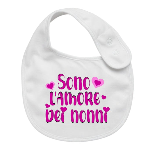 Bavaglino Neonato Personalizzato in cotone 0/12 MESI AMORE DEI NONNI
