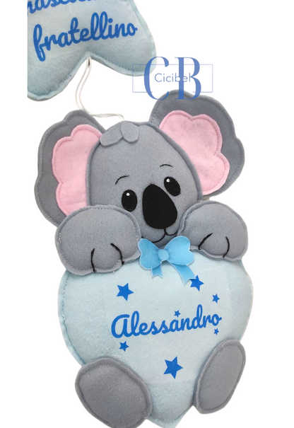 FIOCCO NASCITA PERSONALIZZATO CELESTE CON KOALA