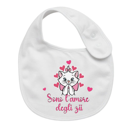 Bavaglino Neonato Personalizzato in cotone 0/12 MESI AMORE DEGLI ZII MINOU