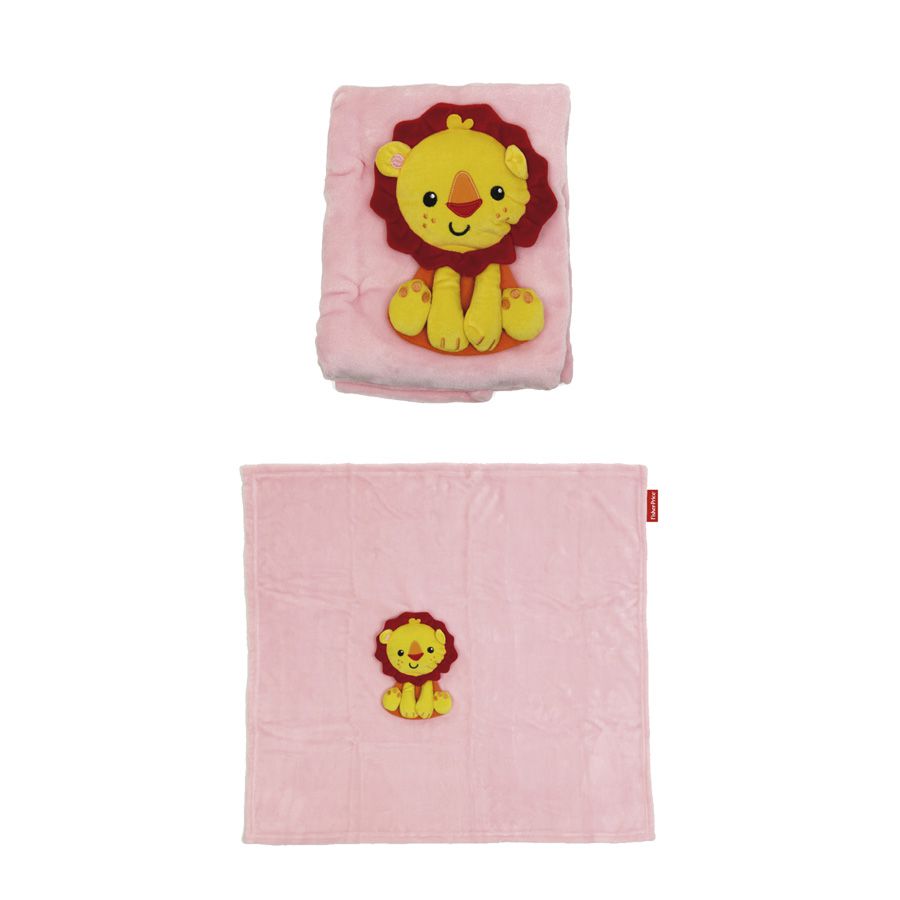 COPERTINA ROSA FISHER PRICE CON PELUCHES LEONCINO
