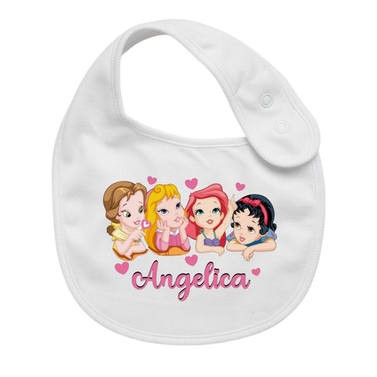 Bavaglino Neonato Personalizzato in cotone PRINCIPESSE 0/12 MESI