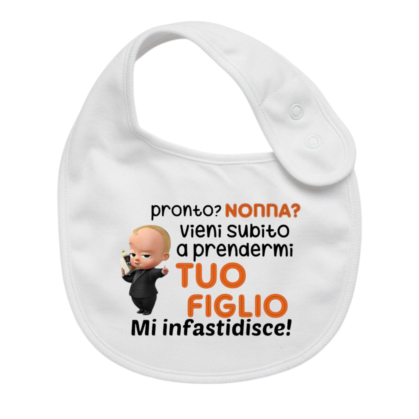 Bavaglino Neonato Personalizzato in cotone 0/12 MESI PRONTO NONNA? BABY BOSS
