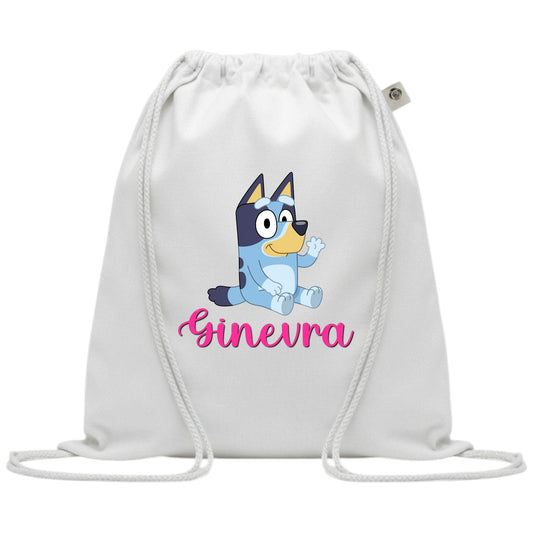 SACCA/ZAINO ASILO IN COTONE PERSONALIZZATO CON BLUEY