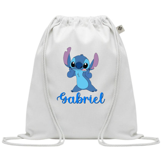 SACCA/ZAINO ASILO IN COTONE PERSONALIZZATO CON STITCH