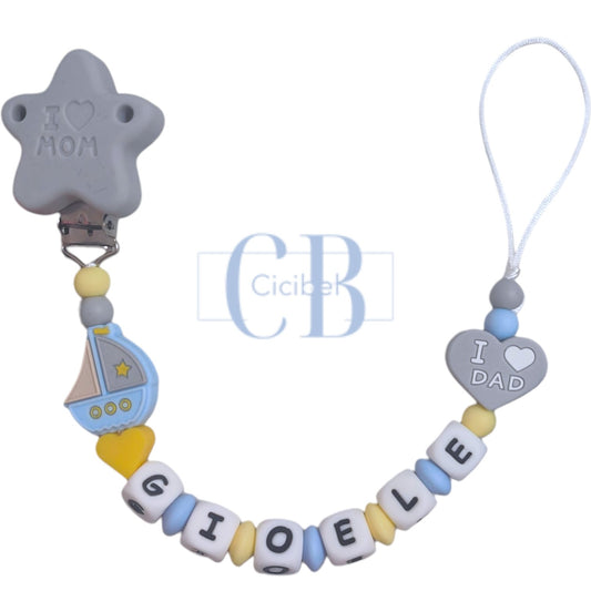 Catenella Portaciuccio Personalizzata con Nome in Silicone BARCHETTA
