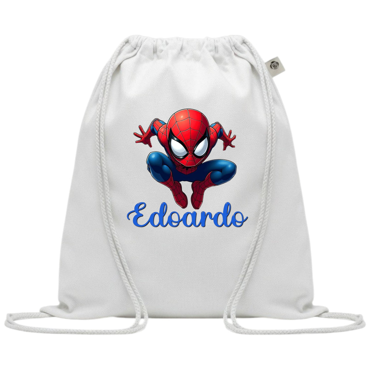 SACCA/ZAINO ASILO IN COTONE PERSONALIZZATO CON SPIDERMAN