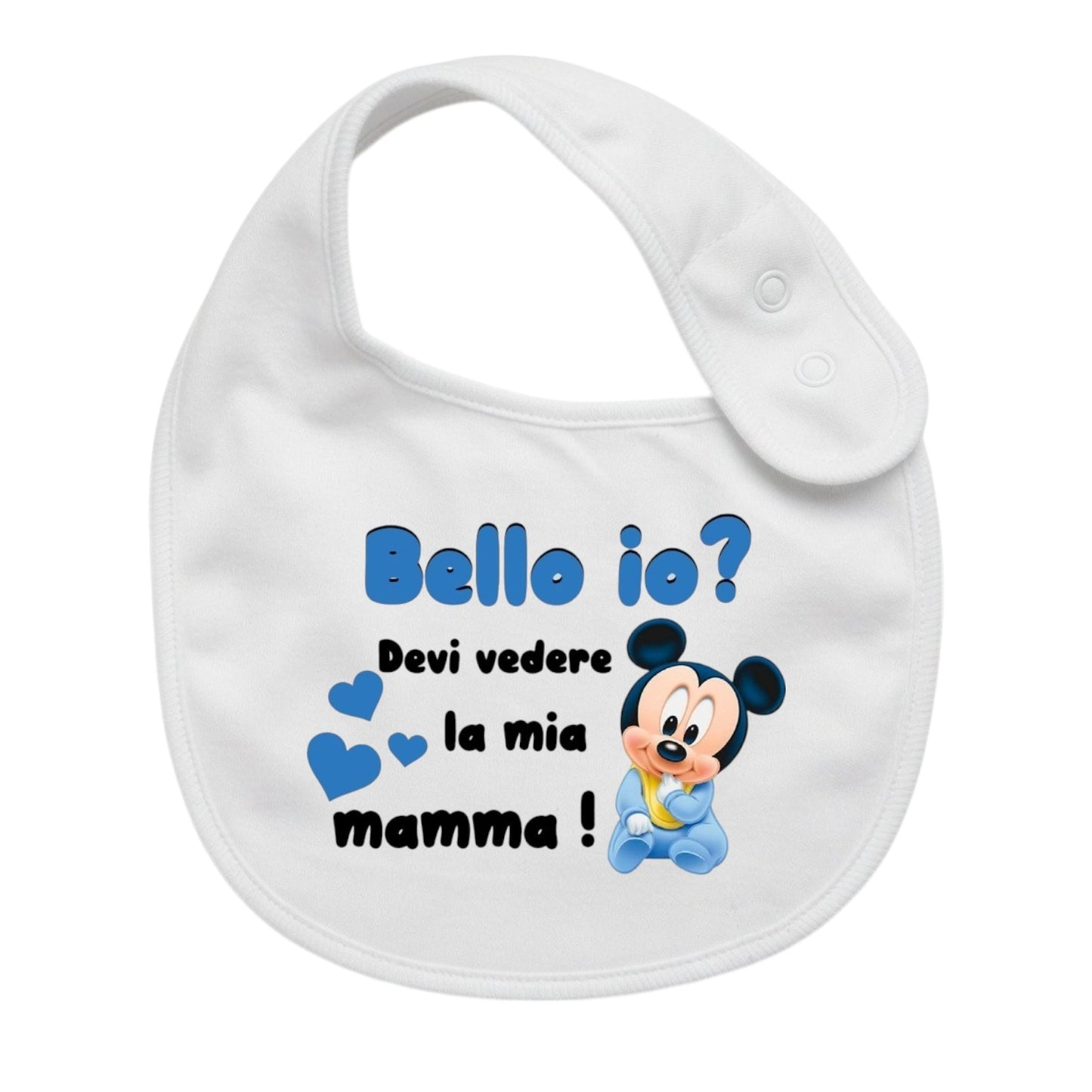 Bavaglino Neonato Personalizzato in cotone  0/12 MESI BELLO IO? TOPOLINO