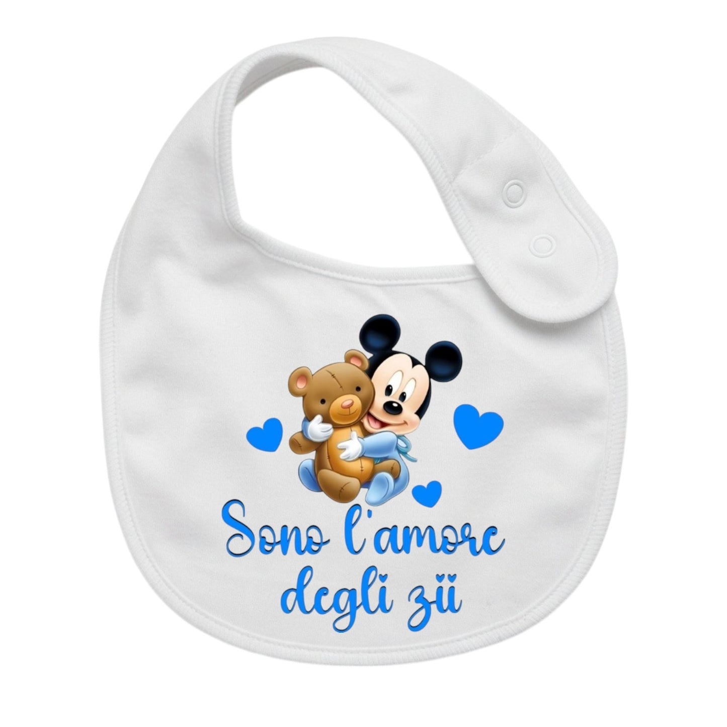 Bavaglino Neonato Personalizzato in cotone 0/12 MESI TOPOLINO AMORE DEGLI ZII