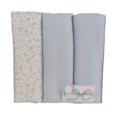 Set 3 mussole neonato 100% Cotone - 70x70cm "I Batuffolini"