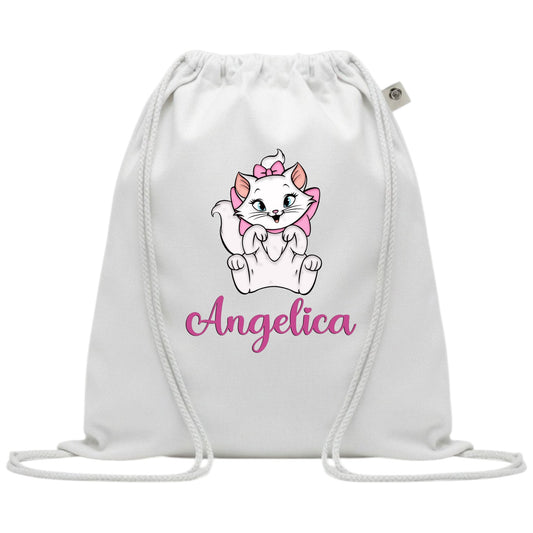 SACCA/ZAINO ASILO IN COTONE PERSONALIZZATO CON MINOU