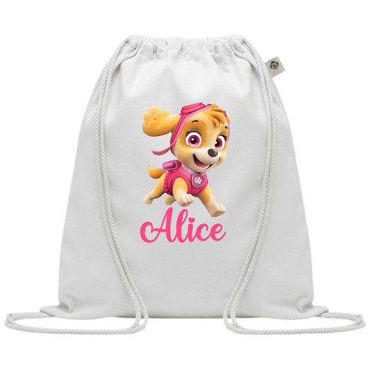 SACCA/ZAINO ASILO IN COTONE PERSONALIZZATO CON SKYE