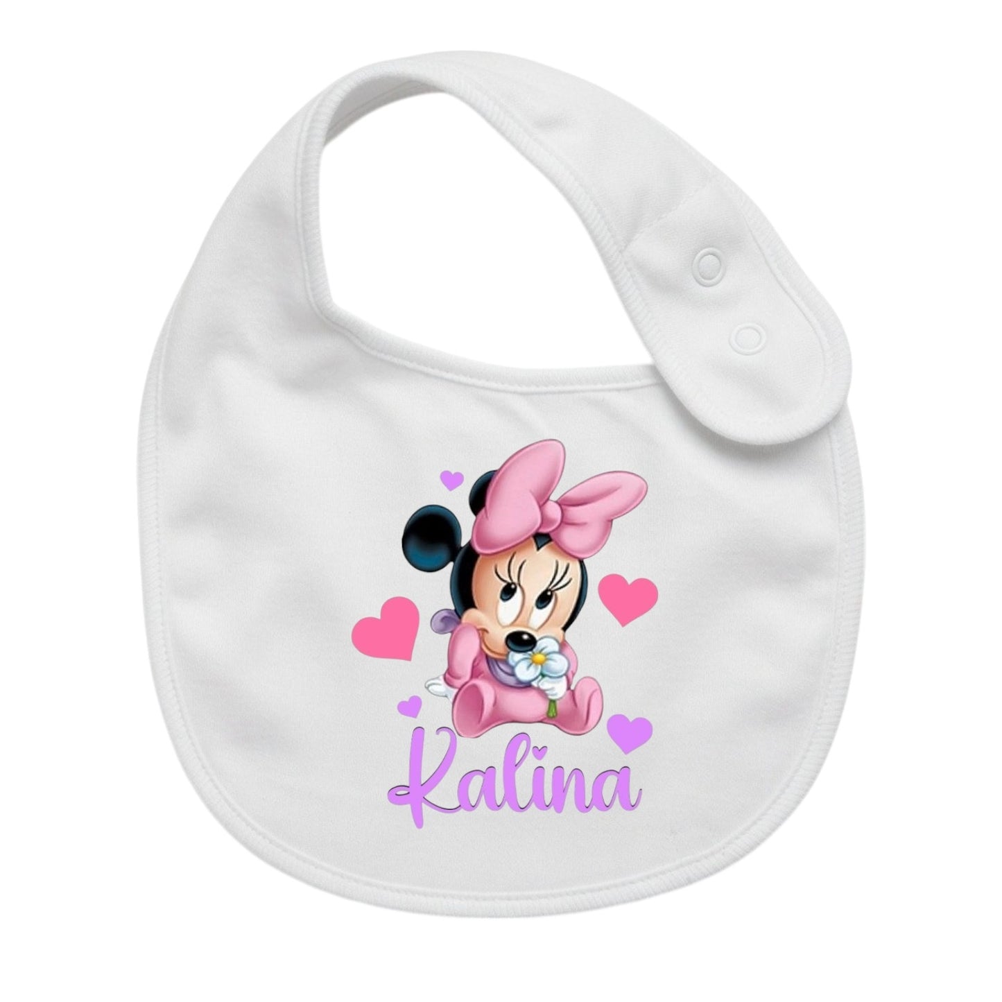 Bavaglino Neonato Personalizzato in cotone MINNIE 0/12 MESI