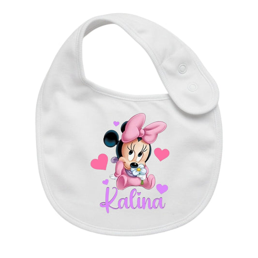 Bavaglino Neonato Personalizzato in cotone MINNIE 0/12 MESI