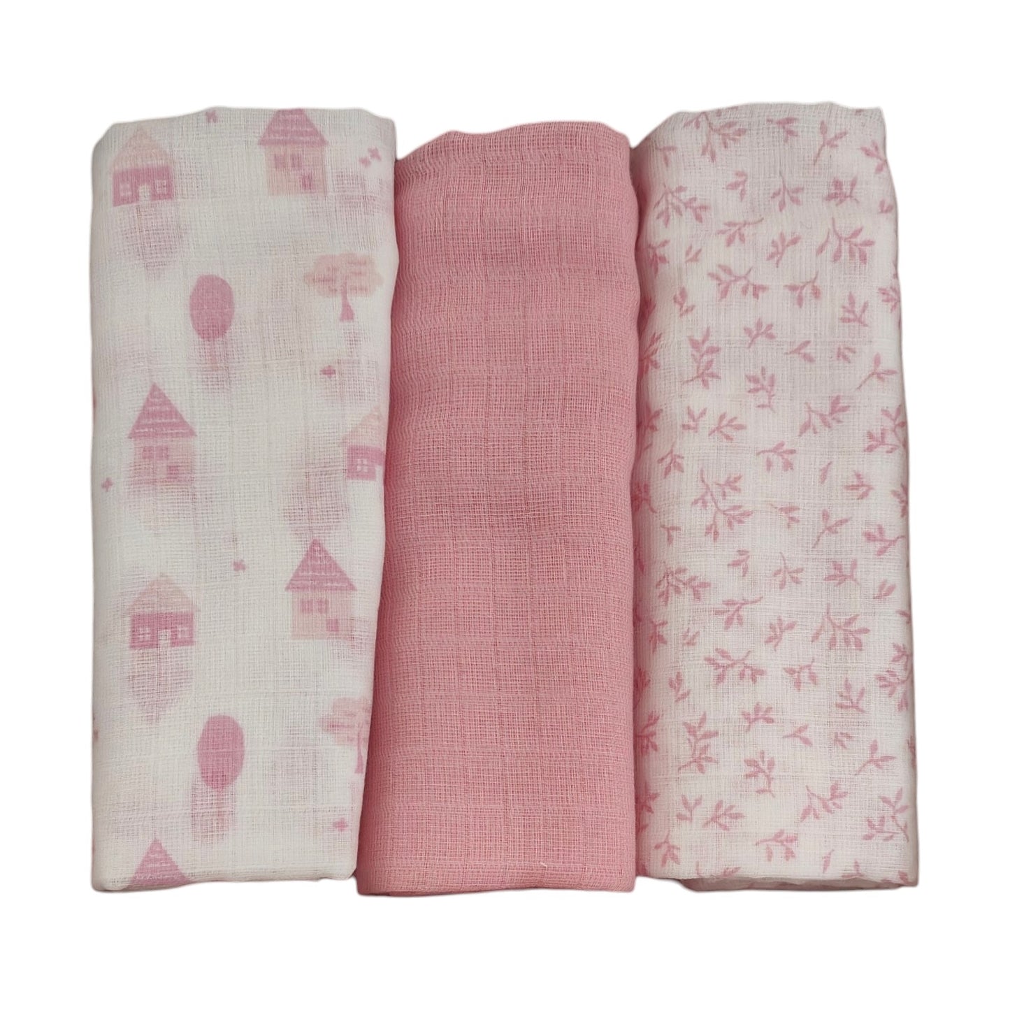 Set 3 quadrati di garza Ellepi rosa