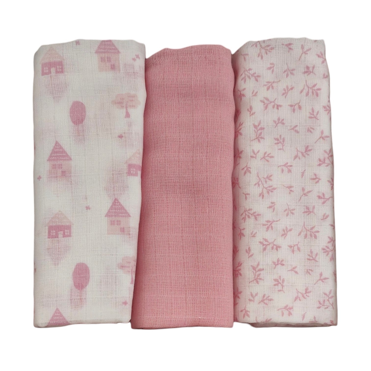 Set 3 quadrati di garza Ellepi rosa